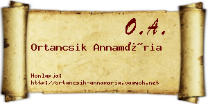 Ortancsik Annamária névjegykártya
